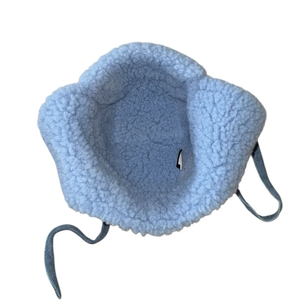 Overland Children’s Unisex Sheepskin Fur Dyed Blue Leather‎ Aviator Hat
